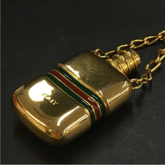 GUCCI Sherry Line Perfume Bottle Gold Tone Pendant Necklace, Authentic - Picture 4 of 7